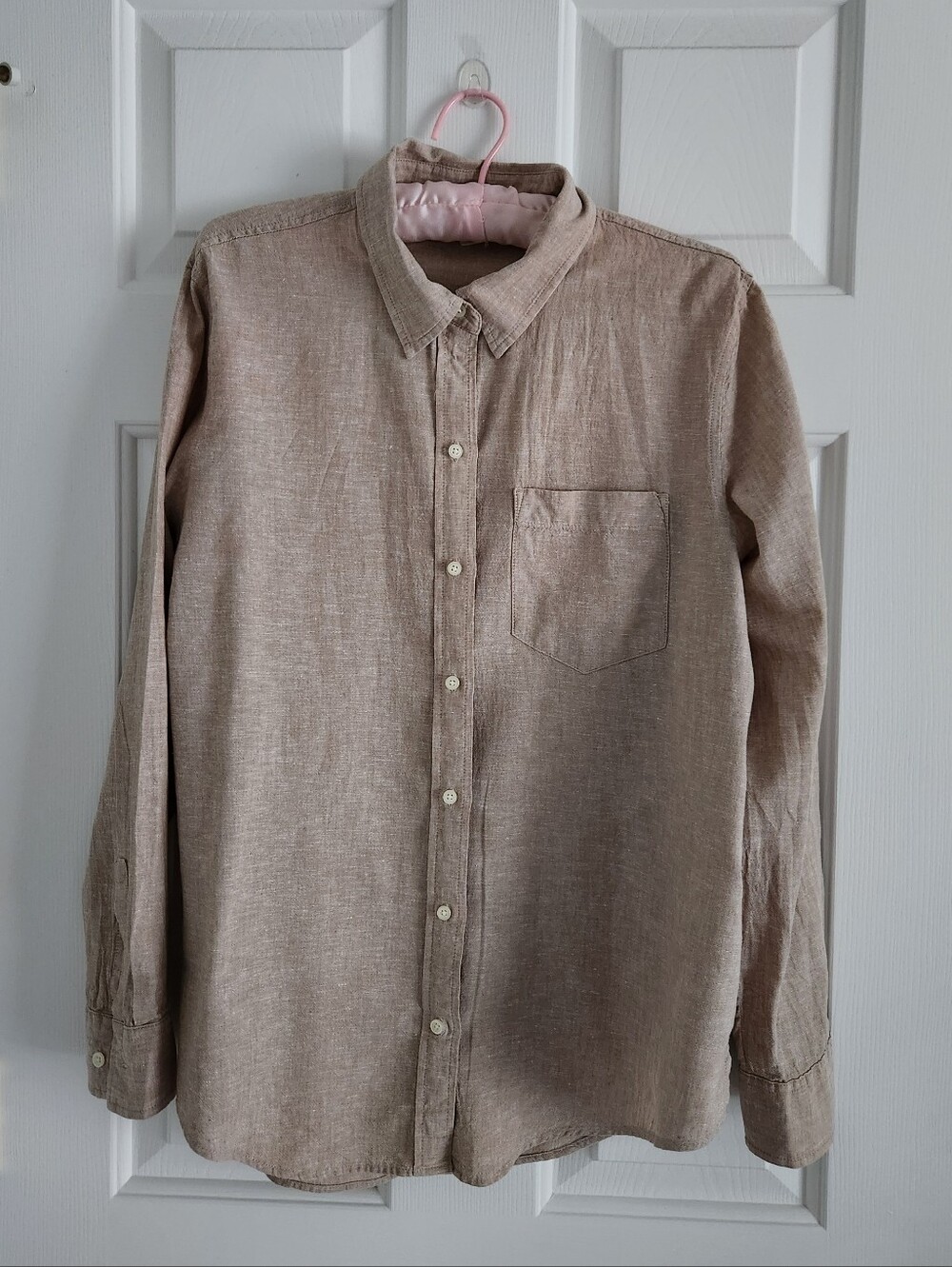 GAP The Easy Shirt Button-Down in Light Brown Linen Cotton
